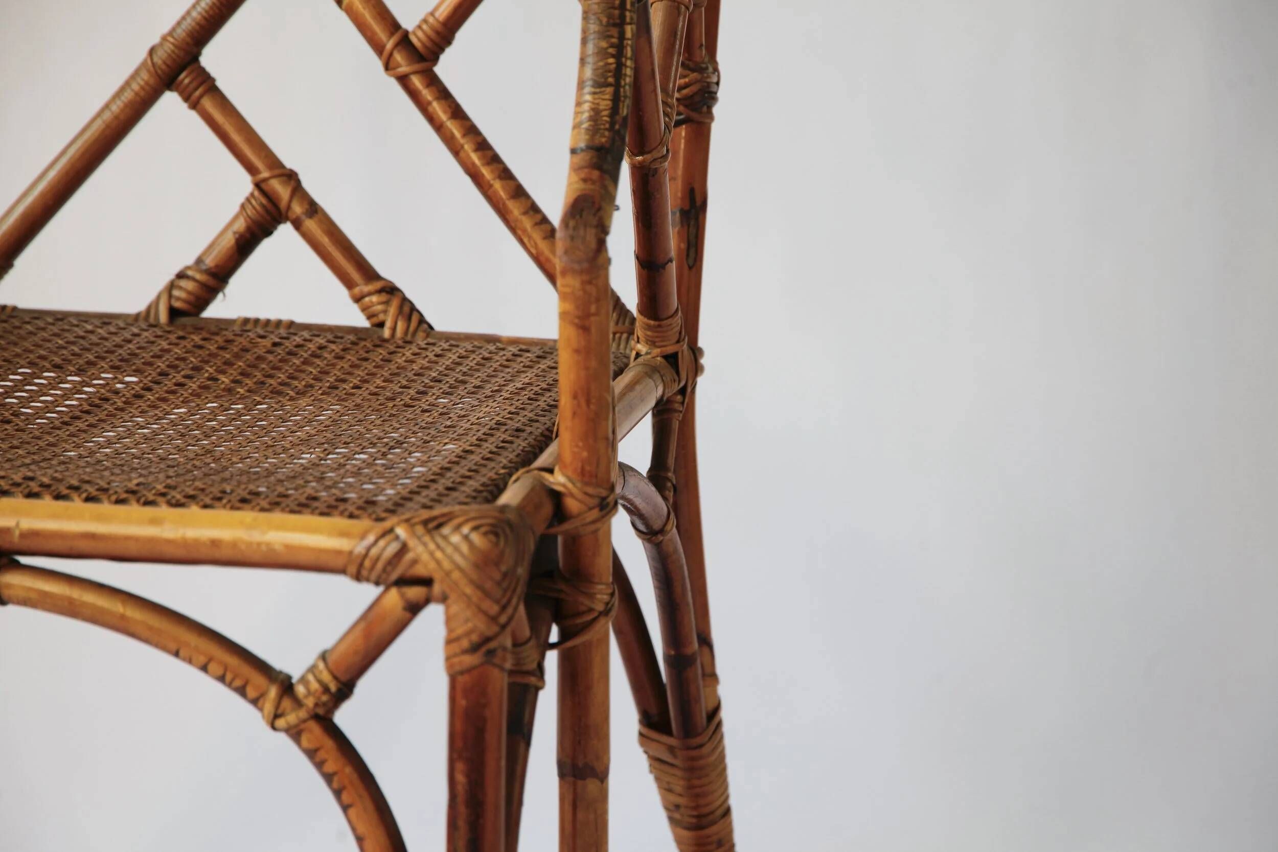 Vintage bamboo dining set in Chippendale style, Italy, year