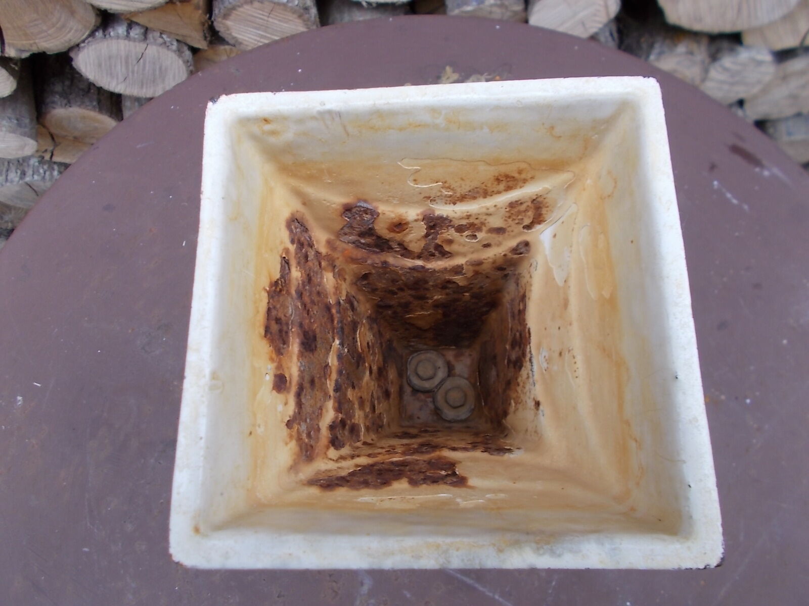 White cast iron vase