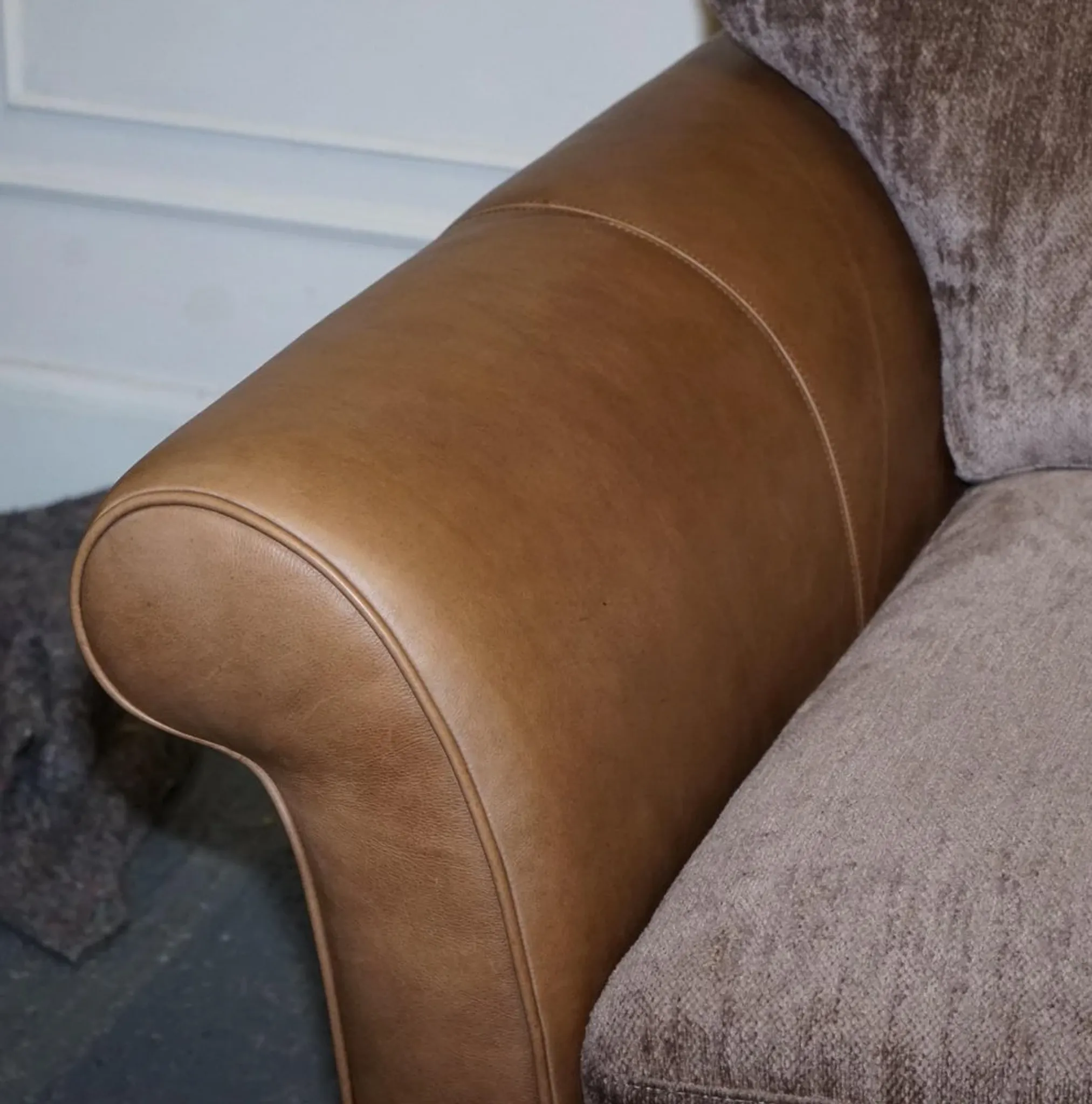 Vintage Three-Seater Sofa in Leather and Fabric by Alexander & James Blake