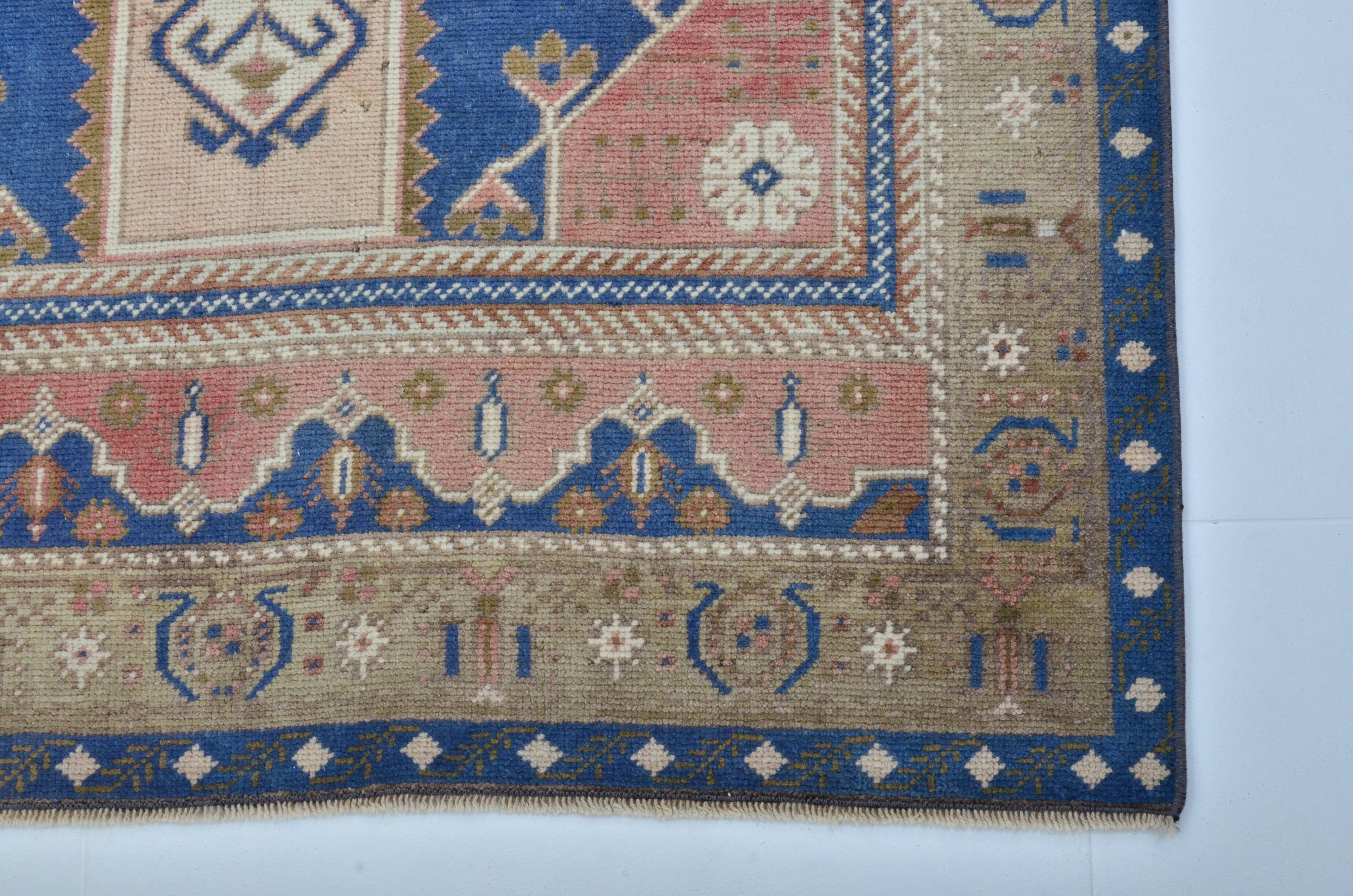 tan and Blue Oushak Turkish Carpet sku 3127