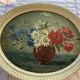 Tableau ancien bouquet de fleurs anémones encadré et signé Ch. Girardin