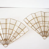 Pair of mother-of-pearl fan-shaped sconces