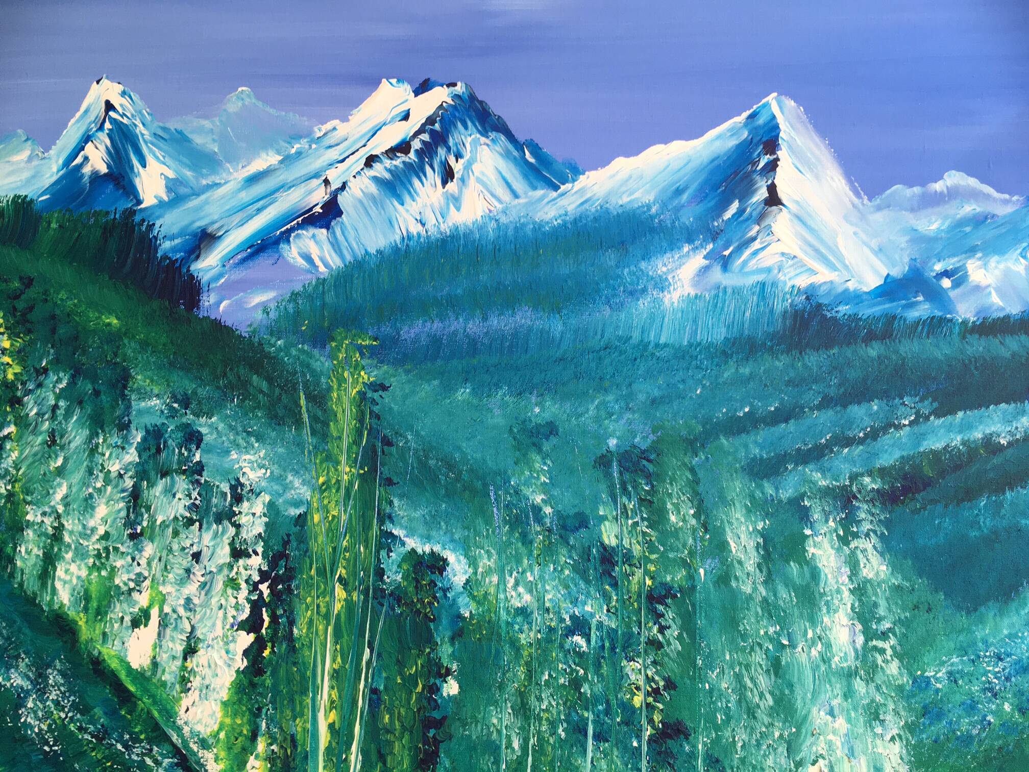 Large format painting by dominique bellet, performance artist