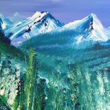 Large format painting by dominique bellet, performance artist