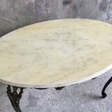 Neoclassical oval marble and bronze coffee table