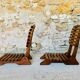 Pair of vintage folding chairs with slats, 1950-1960