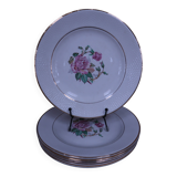 6 floral half porcelain dinner plates KIFO Amandinoise