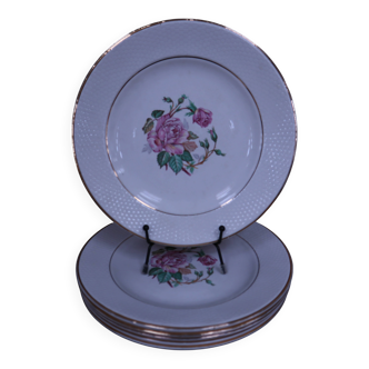 6 floral half porcelain dinner plates KIFO Amandinoise