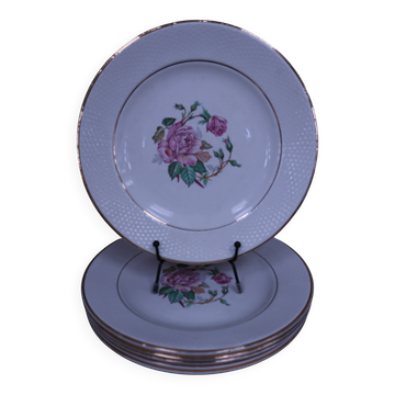 6 floral half porcelain dinner plates KIFO Amandinoise