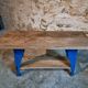 Vintage industrial workbench table with cast iron legs (Aux Forges de Vulcain)