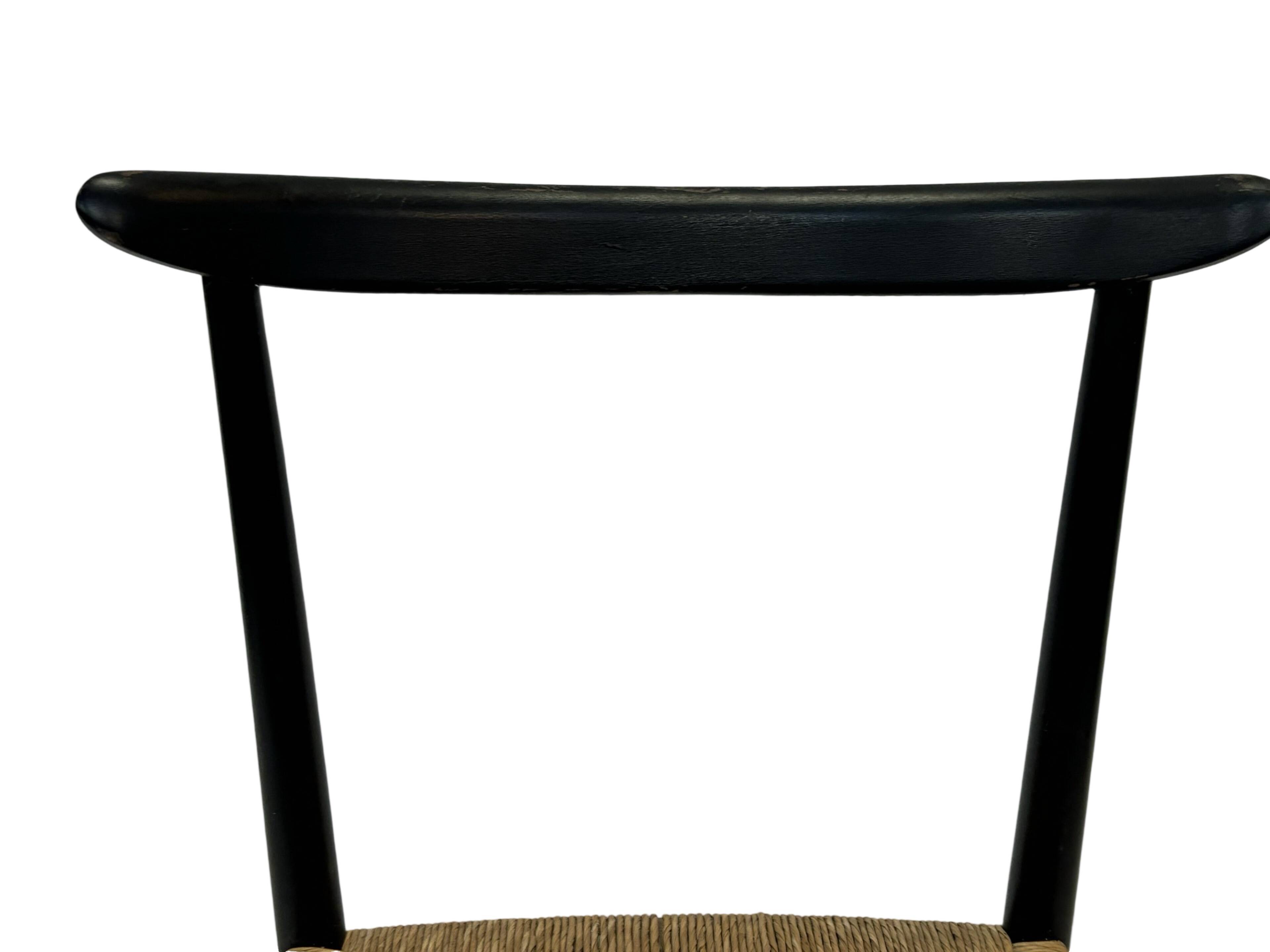 Vintage Italian rush seated chair, 1950s design minimalist