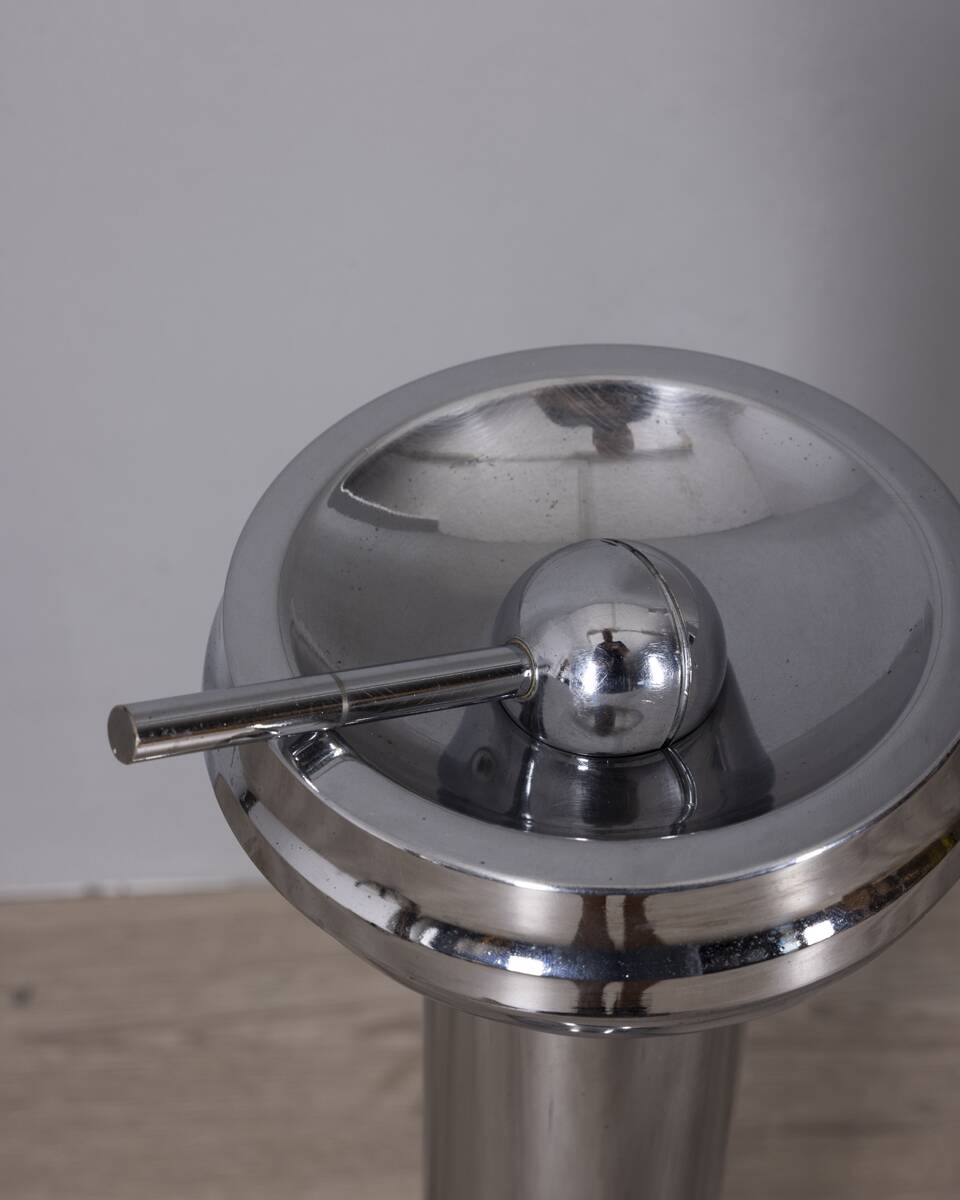 Vintage 1970s Italian-design chrome-plated metal floor ashtray