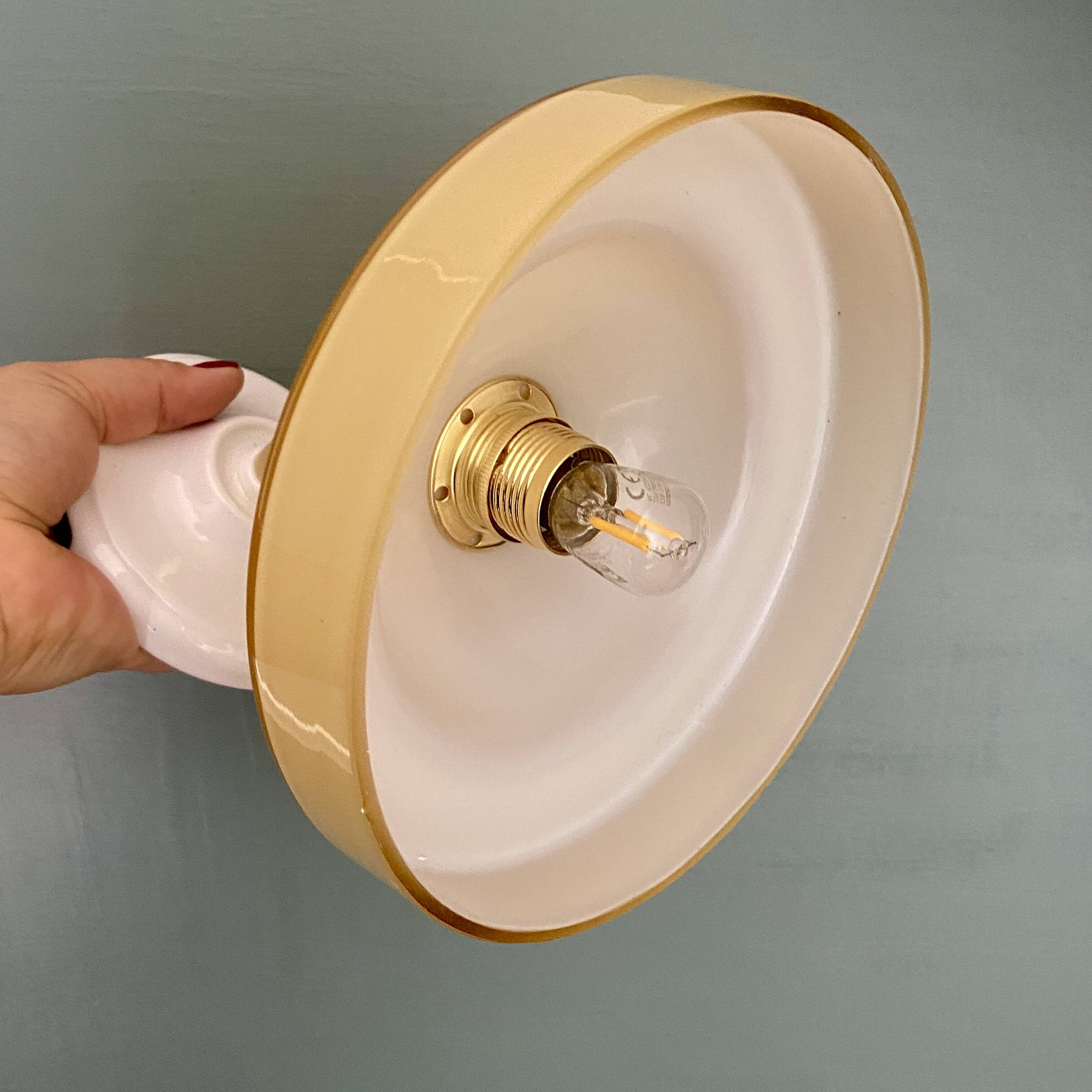 Vintage yellow opaline lampshade wall lamp