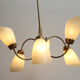 1950s chandelier in brass and glass