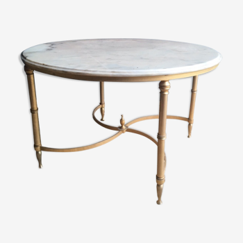 Round coffee table marble and brass