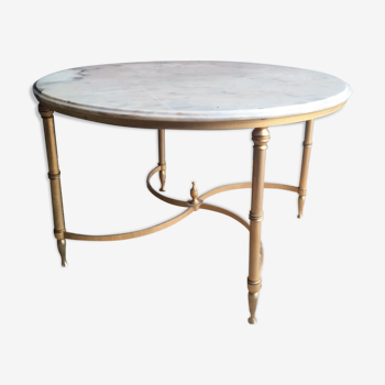 Table basse ronde marbre et laiton