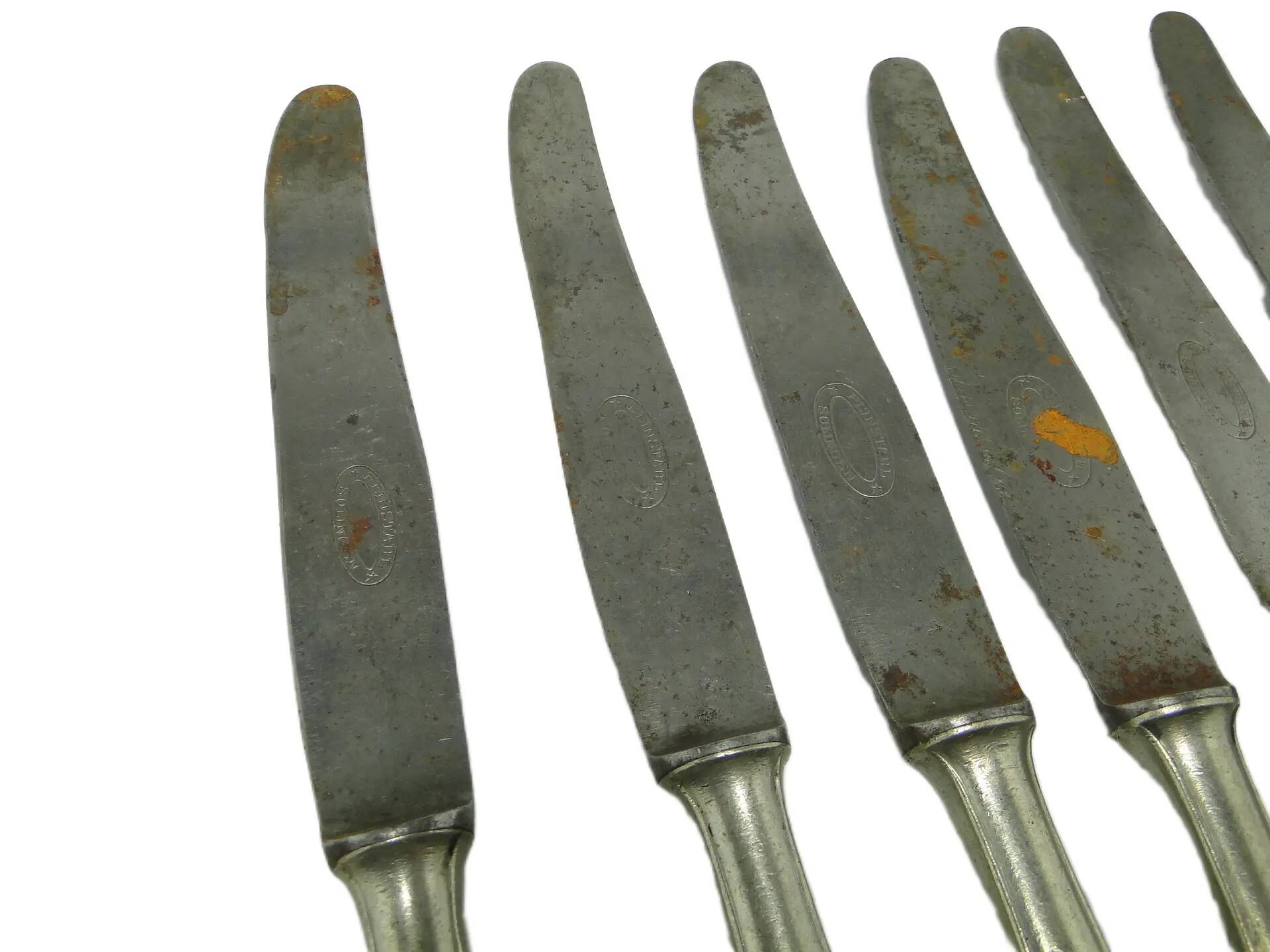 Set of bread knives Modernism, silver-plated brass, Poland, 1950s