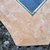 Pink marble and wrought iron coffee table