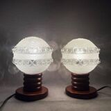 Paire de lampes de table portugaises en bois du milieu du siècle
