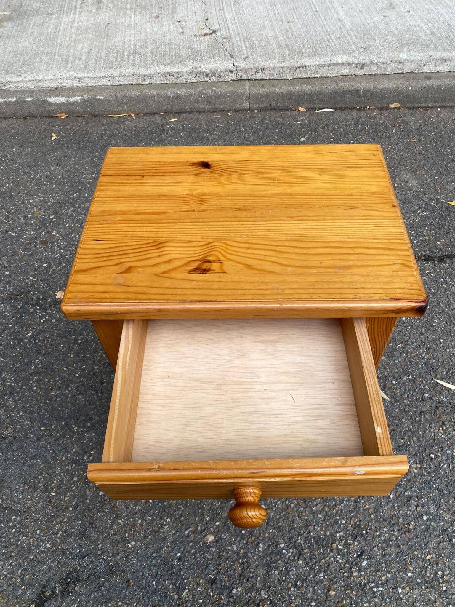 Solid pine bedside table with drawer 1990