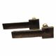 Pair of cast iron channels and brass ball 19th antique fireplace accessory