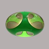 Massive Belgium Space Age UFO Lamp, Green Mid-Century Modern Lighting