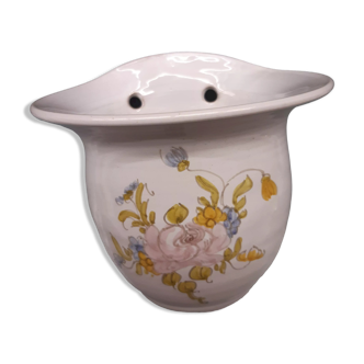 Cache pot mural sainte euphemie decor floral en faience