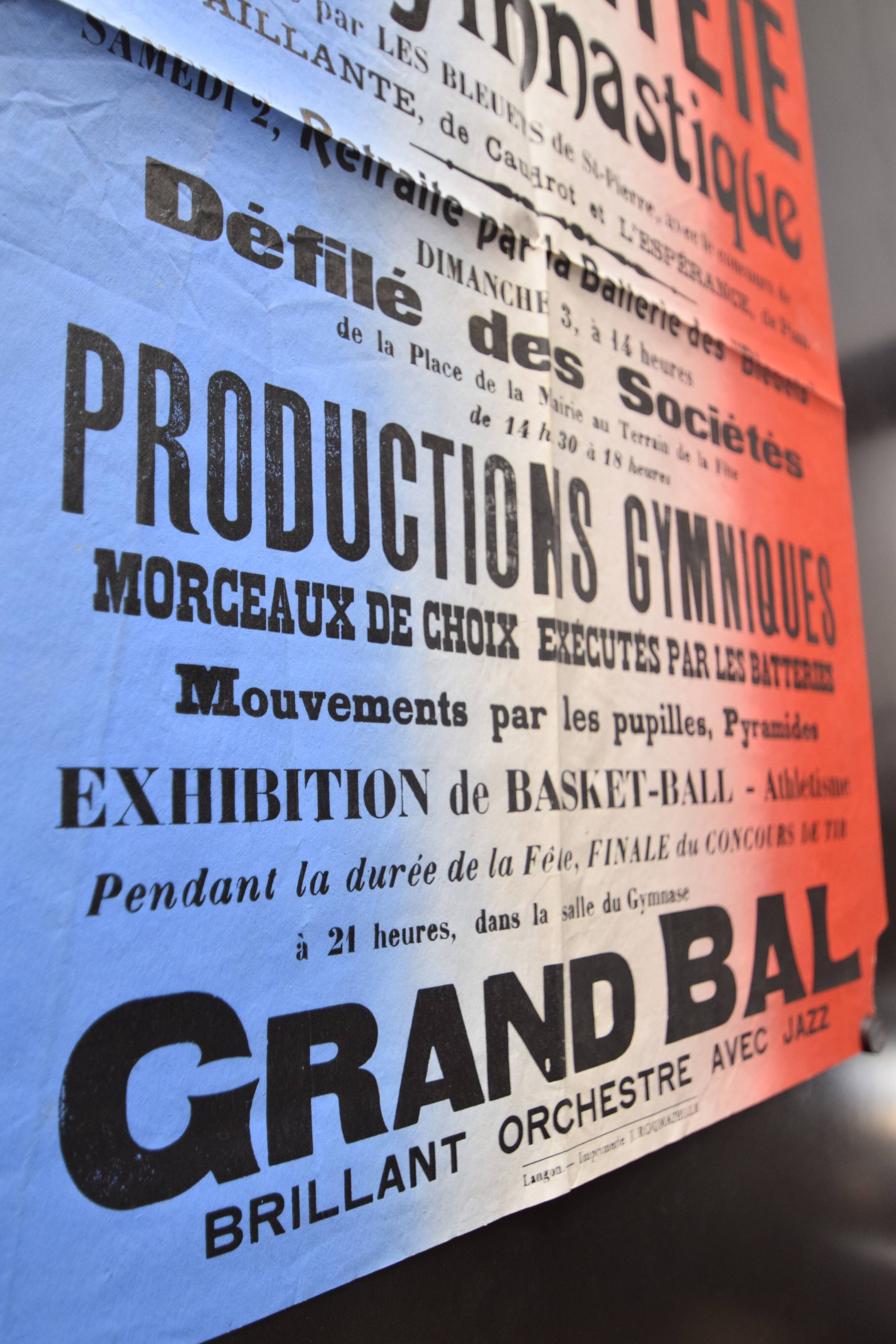 Poster "Great Gymnastics Festival" - Saint-Pierre-d'Aurillac - 1933