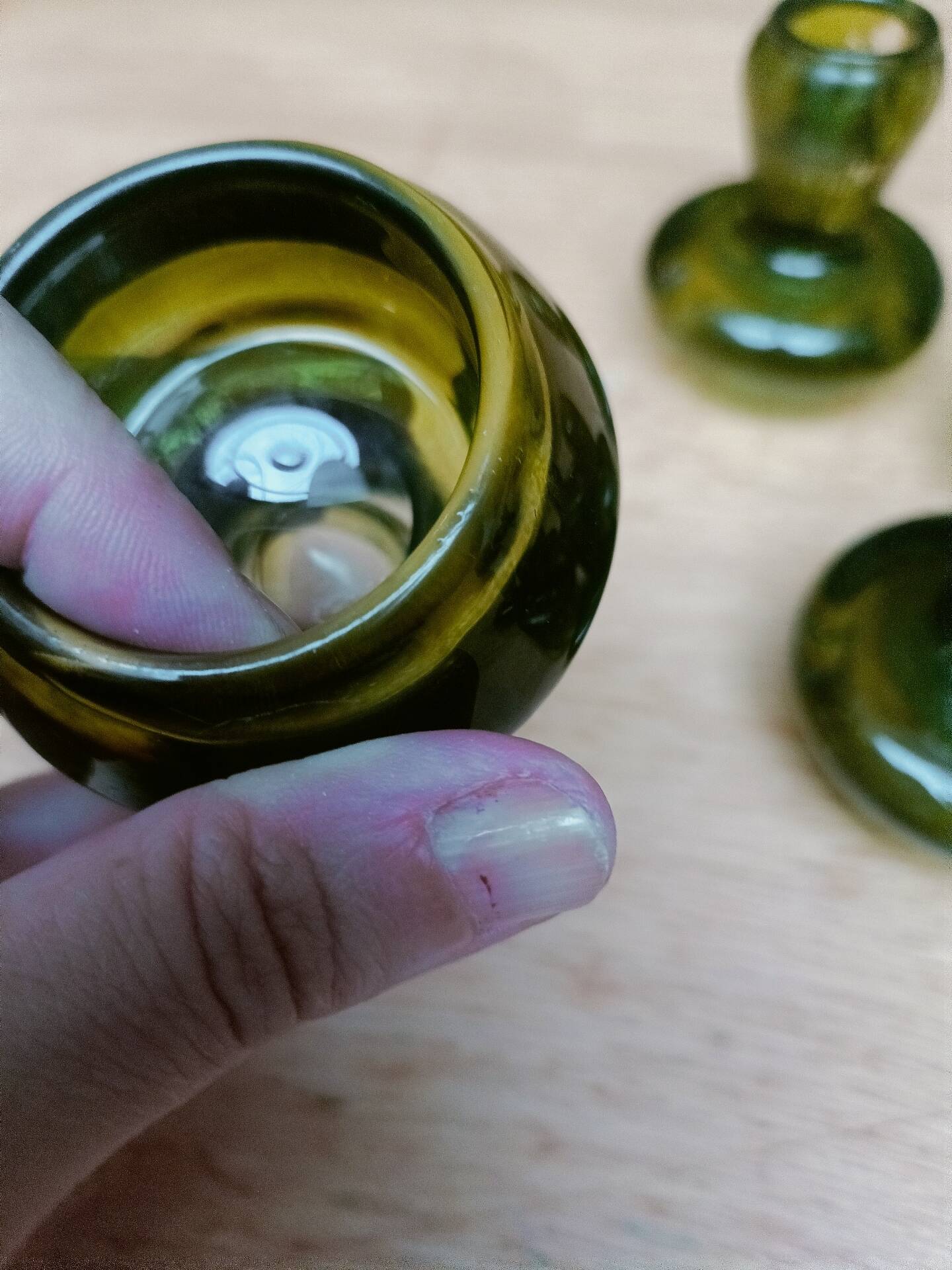 Bottle green glass candle holders