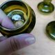 Bottle green glass candle holders