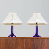 Pair of deep blue table lamps by Holmegaard for Le Klint, Denmark 1970s