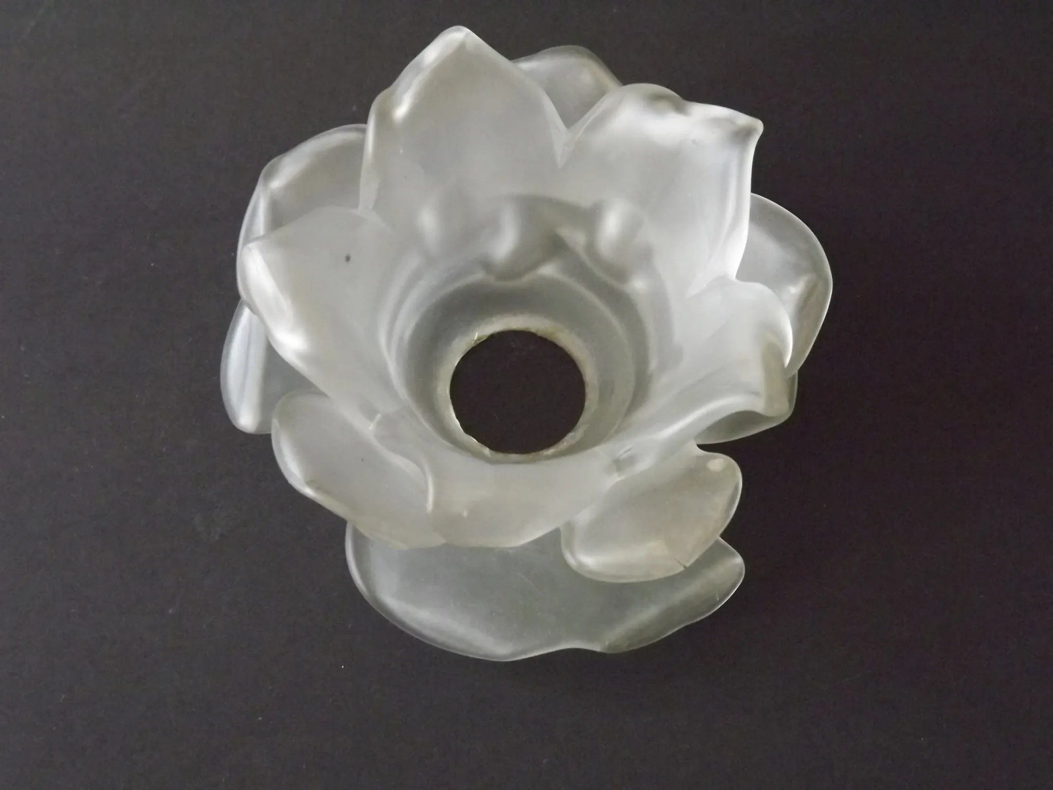 Vintage Art Deco Frosted Satin Glass Rose Flower Lamp Shade
