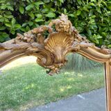 Old Louis XV style mirror in wood and gilded stucco. Napoleon III