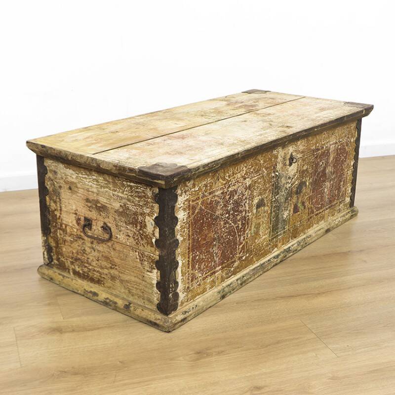 Antique Painted Folk art bridal chest
