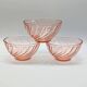 3 vintage pink glass bowls, rosaline arcoroc france