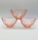 3 vintage pink glass bowls, rosaline arcoroc france