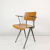 Chaise mid century accoudoirs marko holland bois métal marron noir vintage rétro chaise d'architecte