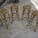 4 vintage rattan stools