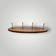 Vintage wall-mounted coat rack in wood and gold-tone aluminum – 1960s