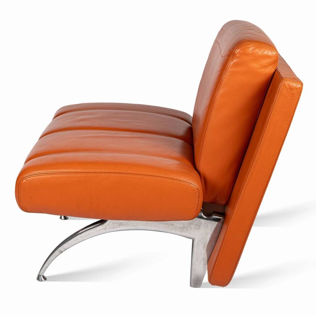 A unique armchair made of genuine leather and designed by the luxury Italian brand Moroso.