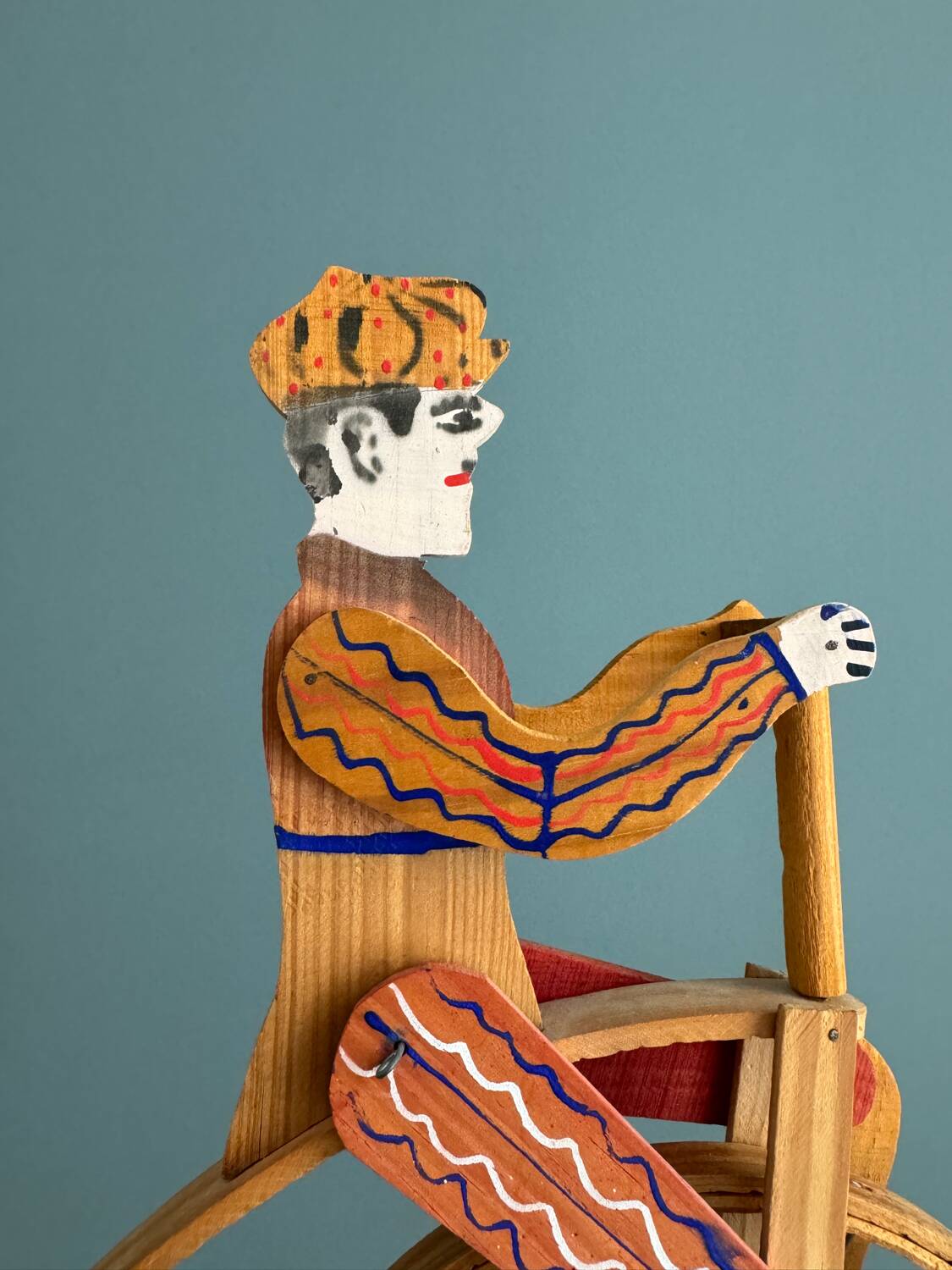 Old painted wooden push toy, circa 1930