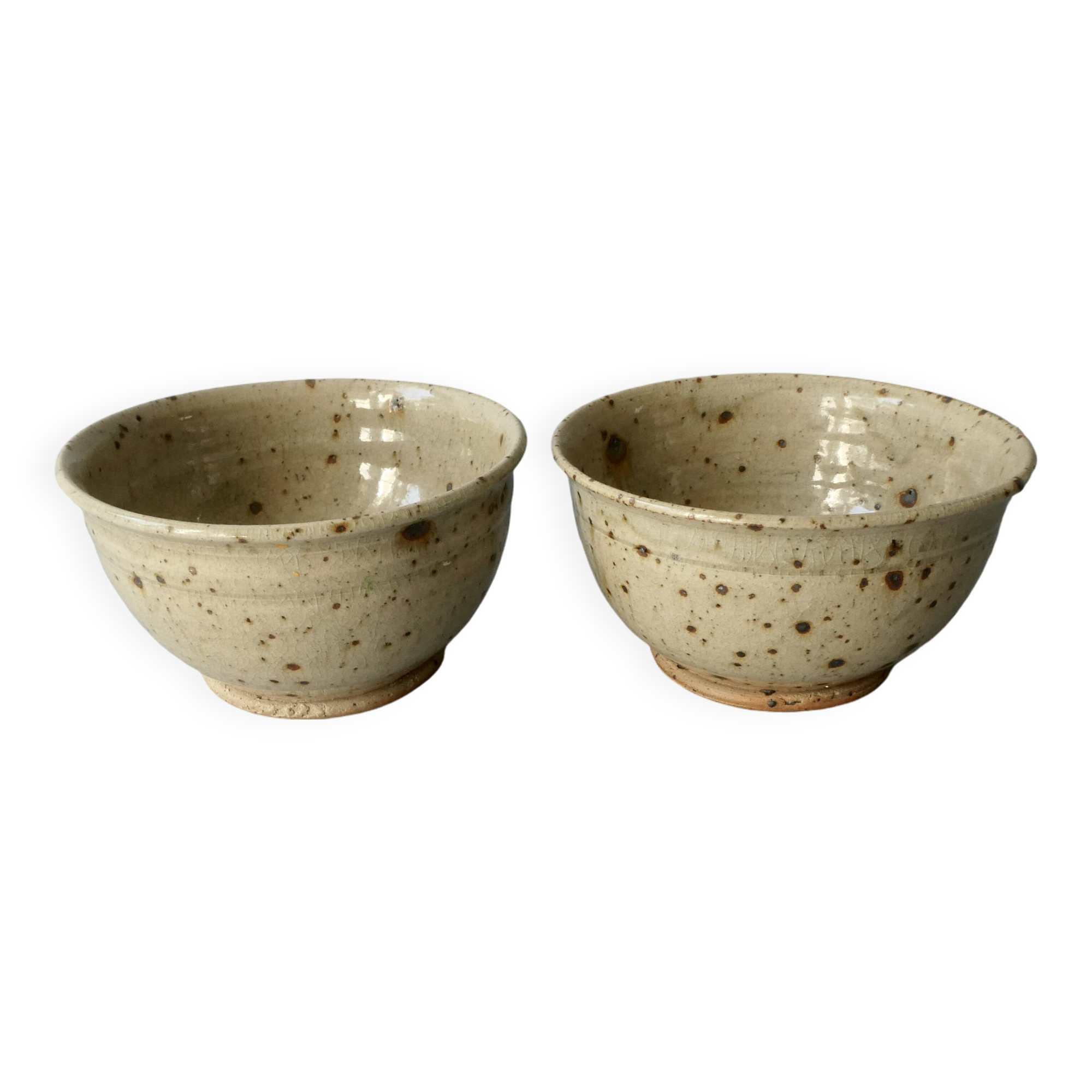 2 stoneware bowls signed, Rémi Bohnert, la Borne, 1970s