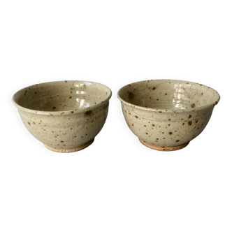 2 stoneware bowls signed, Rémi Bohnert, la Borne, 1970s