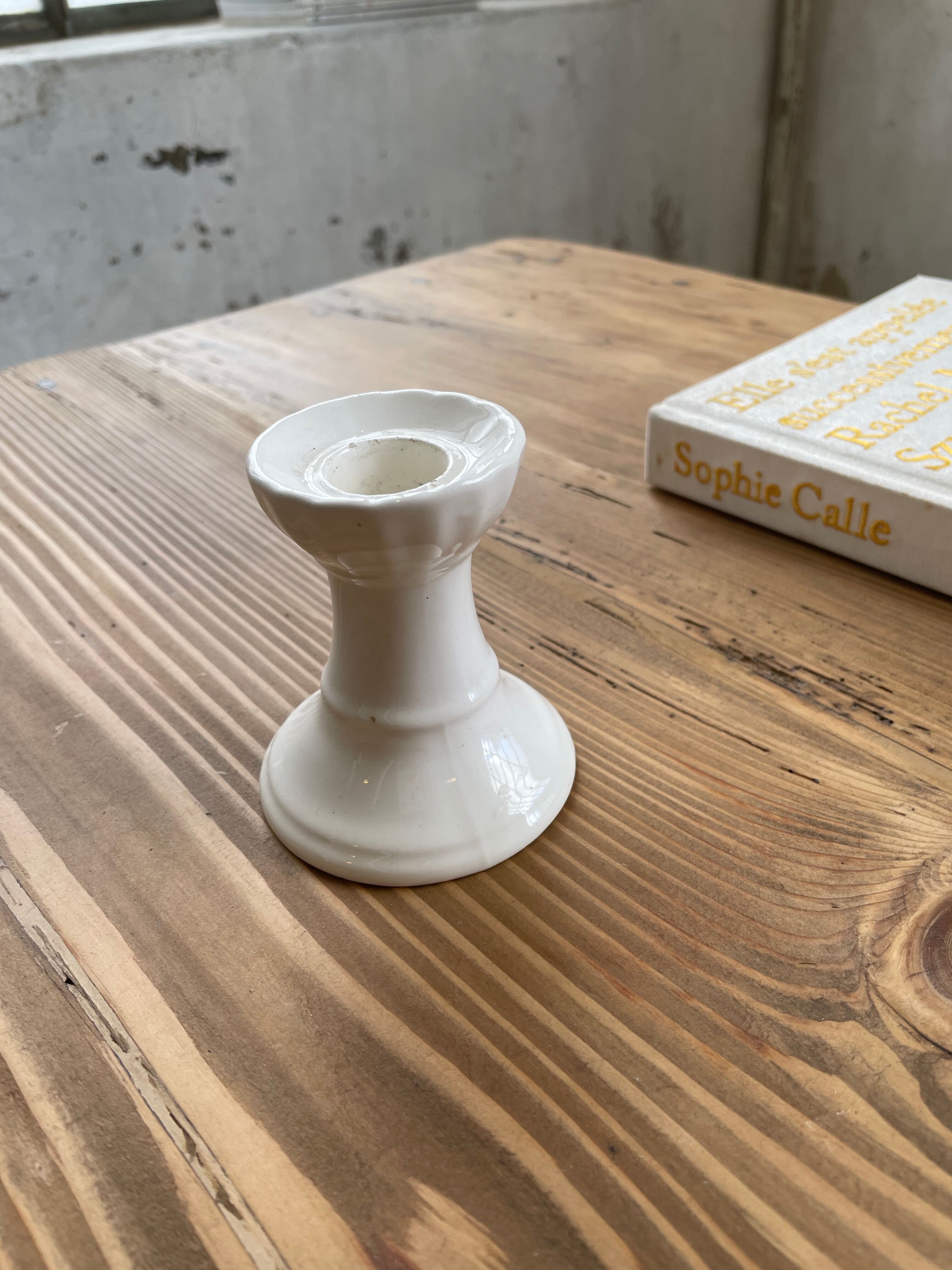 Vintage white ceramic candlestick