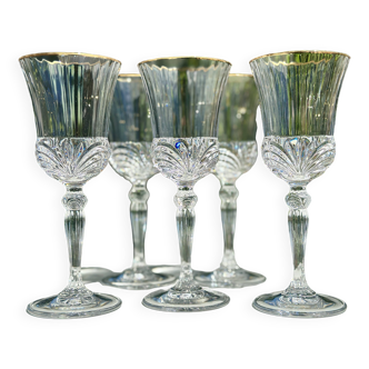 5 Royal Crystal Rock water glasses aurea model, Italy