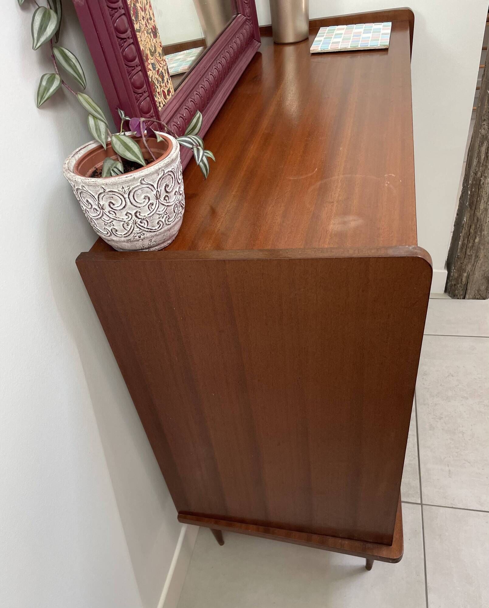 Commode vintage 4 tiroirs pieds compas simmob (années 1960/1970)