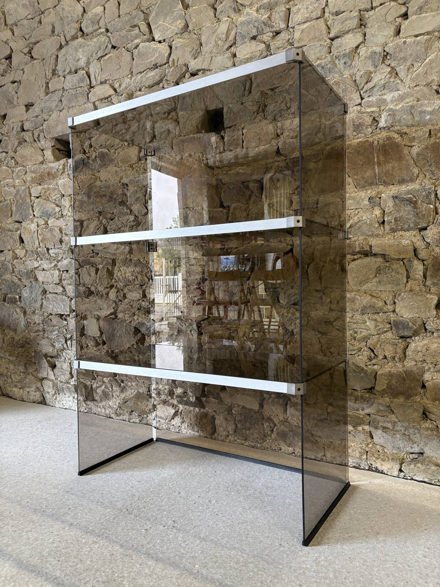 Hi-fi furniture in glass and aluminium for Pieterman Holland, 1970