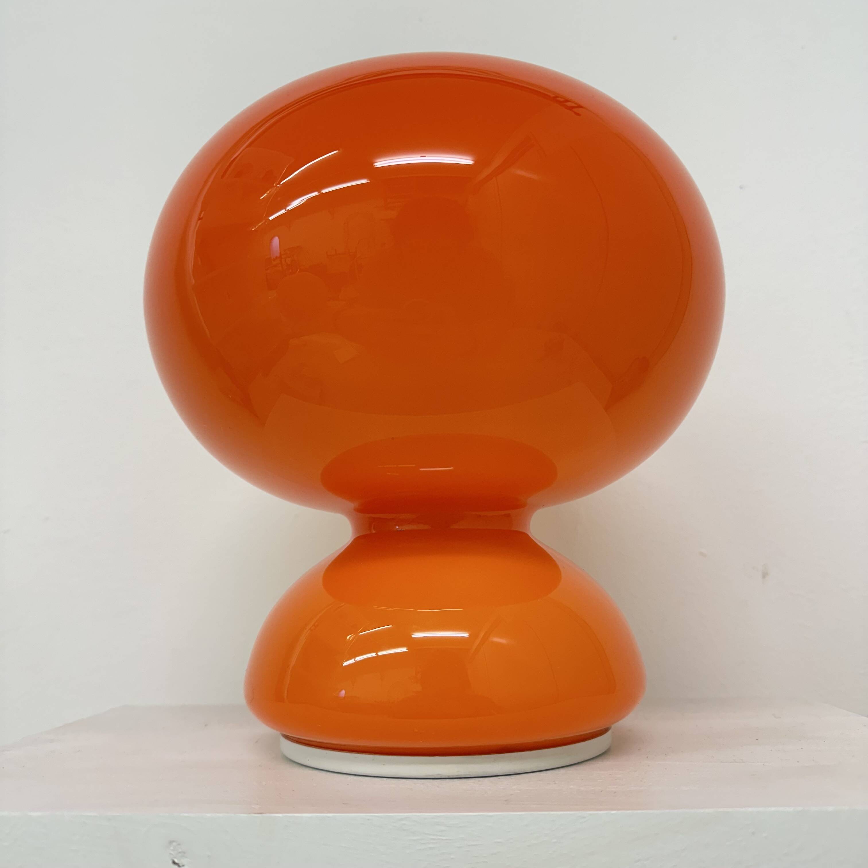 Space age orange glass table lamp , 1970s