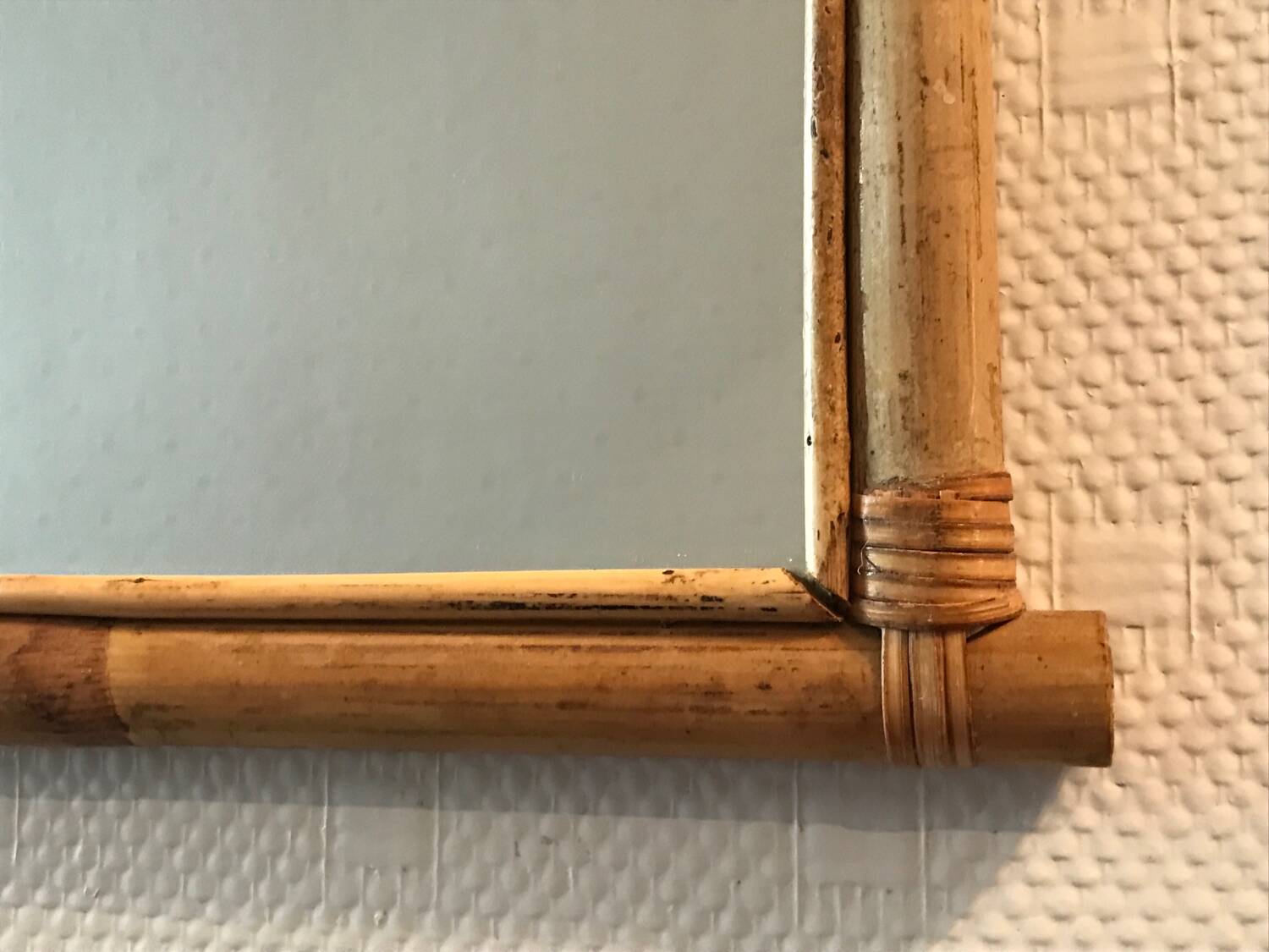 old rattan bamboo mirror owl shape vintage owl