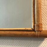 ancien miroir rotin bambou forme hibou chouette vintage